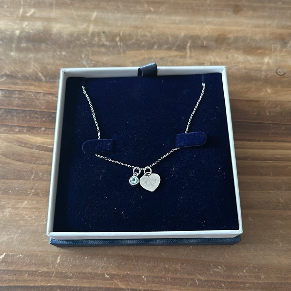 Blue Nile, Aquamarine and Heart pendant necklace